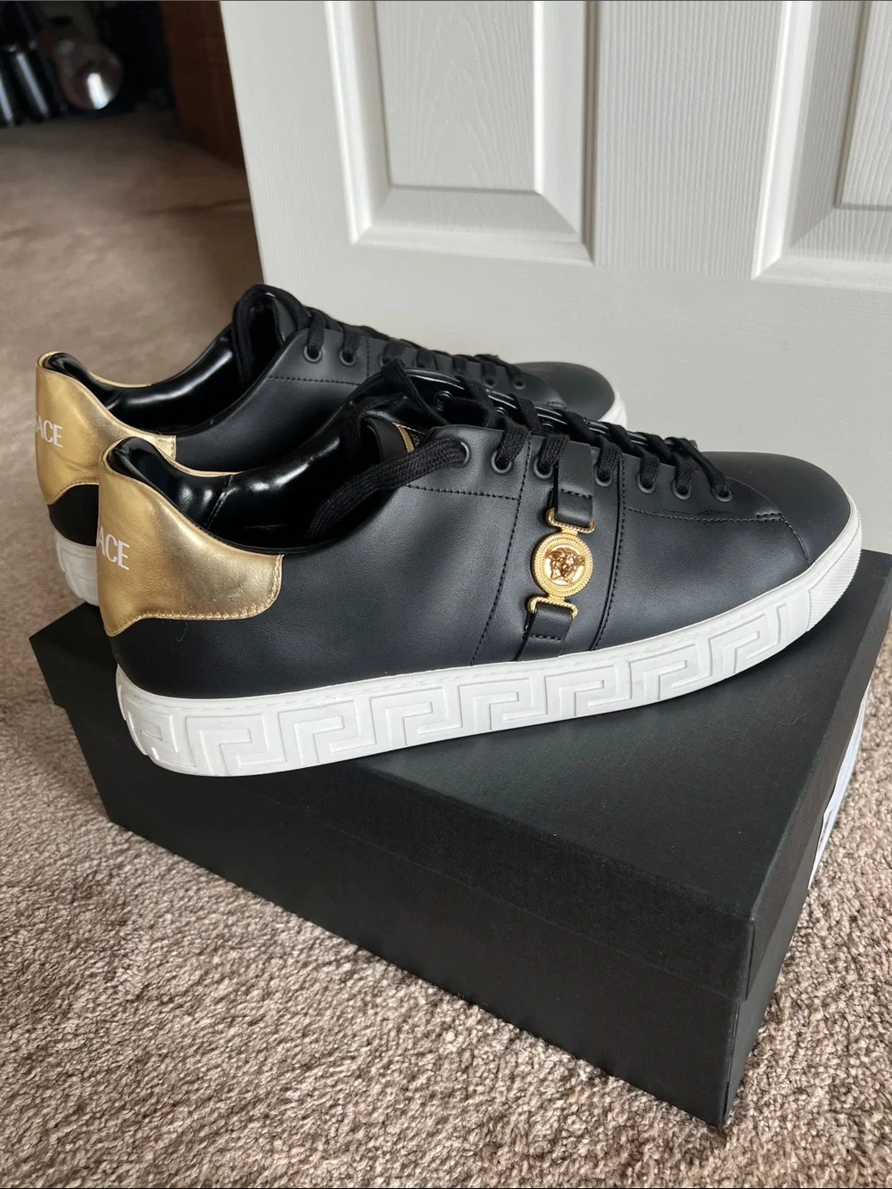 Greca Leather Sneakers